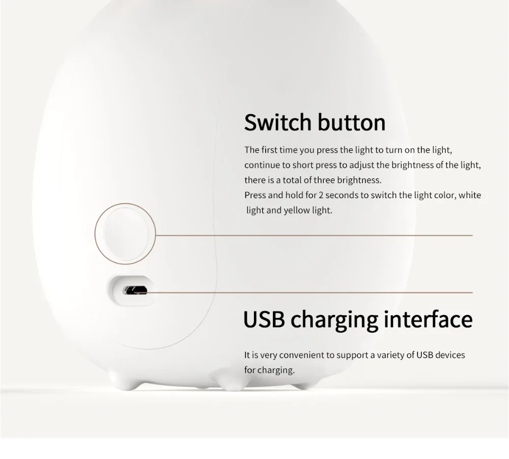 Горячая Xiaomi сотрудничество бренд 3 жизни лампа в форме кролика цветной Led pat светильник USB Перезаряжаемый силиконовый Ночной светильник с мягкой ручкой