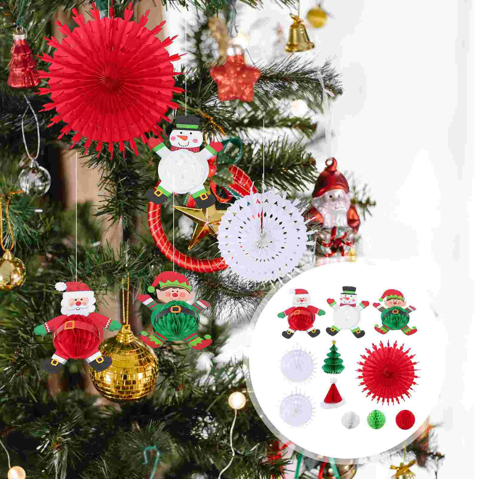 

1 Set of Christmas Hanging Paper Flower Decoration Xmas Party Paper Pendants