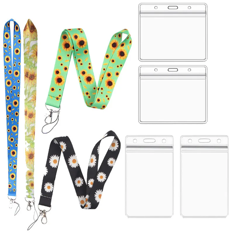 

Fashion Floral ID Card Phone Key Chain Holder Women Badge Holder Card Cover Case Neck Strap Lanyard Doctor Nurse Office Supplies