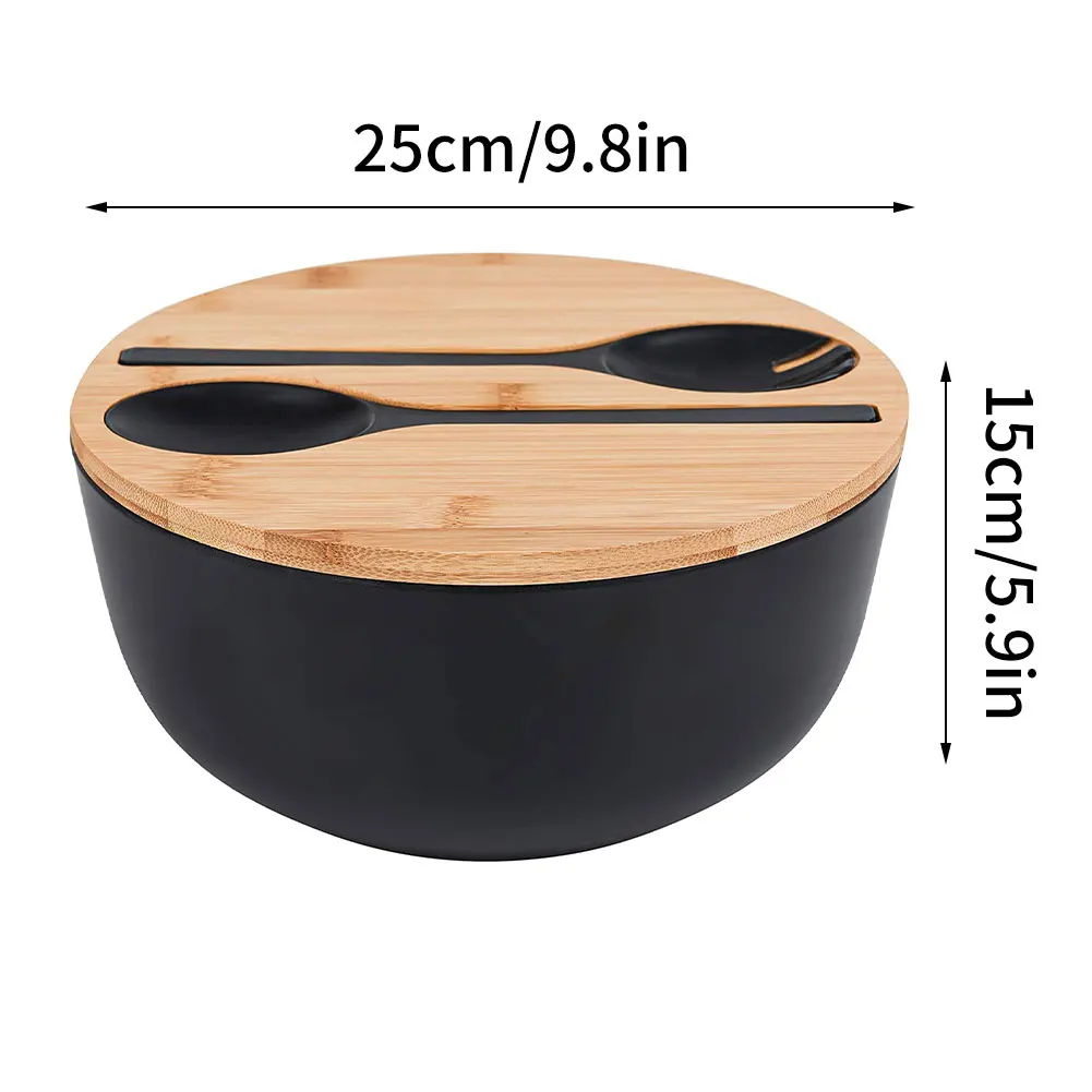 

Natural Bamboo Fiber Bowl Salad Bowl With Servers Set Bamboo Chopping Board Lid Degradable For Fruits Salads Food Portable Plate