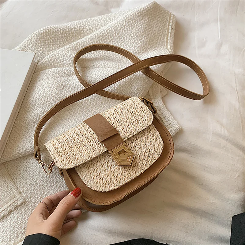 

Woven Bag Women's Trendy Fashion Simple And Fresh One-shoulder Messenger Bag Western Style Saddle Bag