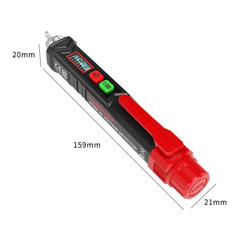 Bolígrafo Detector de voltaje de CA sin contacto, alta sensibilidad, 50-60Hz, CA, 12-1000V, estilo, probador de voltaje, alarma LCD, autoprueba