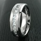 Обручальное кольцо, из нержавеющей стали, с Фианитовой поверхностью матовое кольцо