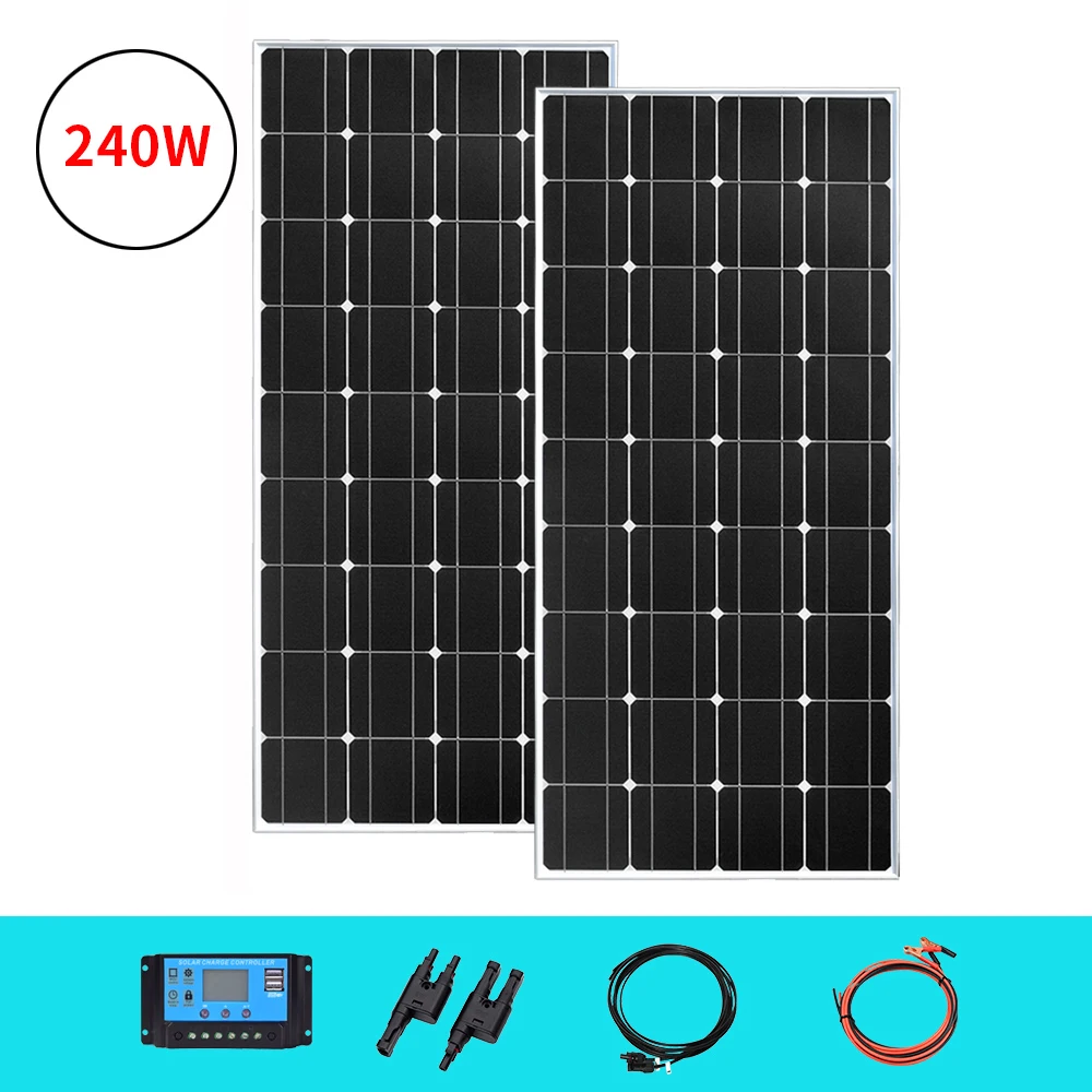 

120w 240w 360w 480W 600w Monocrystalline Solar Panel Kit 12V 24V Home RV Marine battery solar charger 18V solar panel batteries