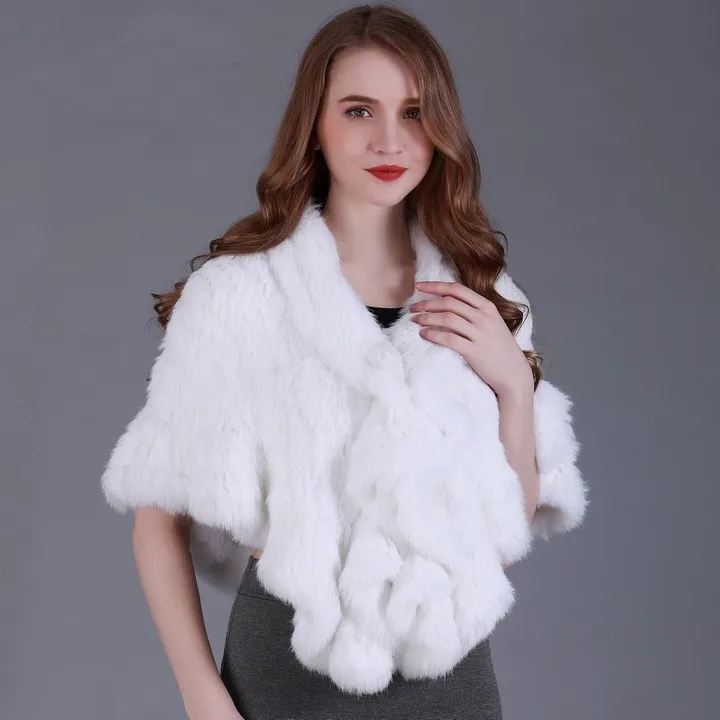 FXFURS меховая накидка ручной работы, Вязаная Шаль из кроличьего меха, накидка из натурального кроличьего меха, накидка для невесты, меховая накидка для женщин