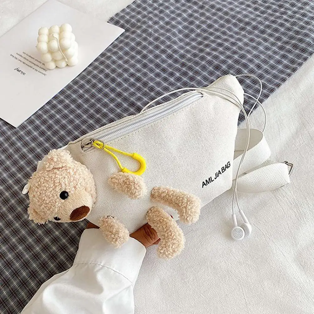 Милые забавные сумки модная холщовая нагрудная сумка с медведем забавная через