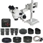 Тринокулярный стереомикроскоп, непрерывный мультифокальный двойной ручной микроскоп 3,5x-180X, камера 38 МП, микроскоп, паяльник для ремонта печатных плат