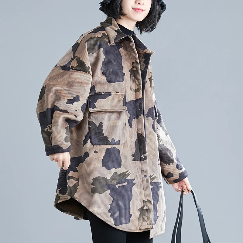 Max LuLu 2019 Korean Corduroy Streetwear Winter Thicken Warm Ladies Quilted Coats Women Casual Printed Jacket Camouflage Clothes |