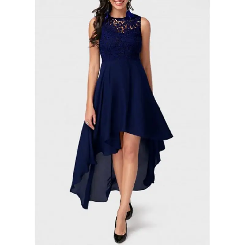 Женское Новое Кружевное асимметричное шифоновое платье без рукавов|Женские