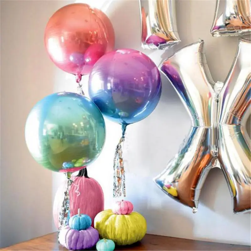

20pcs/lot 22 inch 4D Rainbow Gradient Disco Foil Retro Balloons for Wedding Theme Party Celebration Decorations