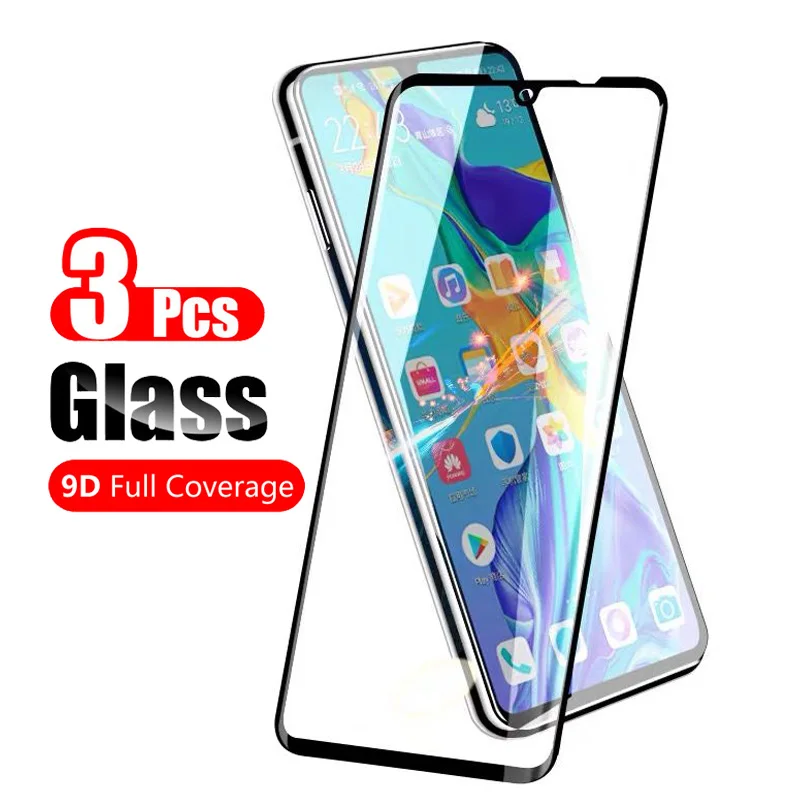 Закаленное стекло для Huawei P30 Lite защитная пленка с полным покрытием экрана черным