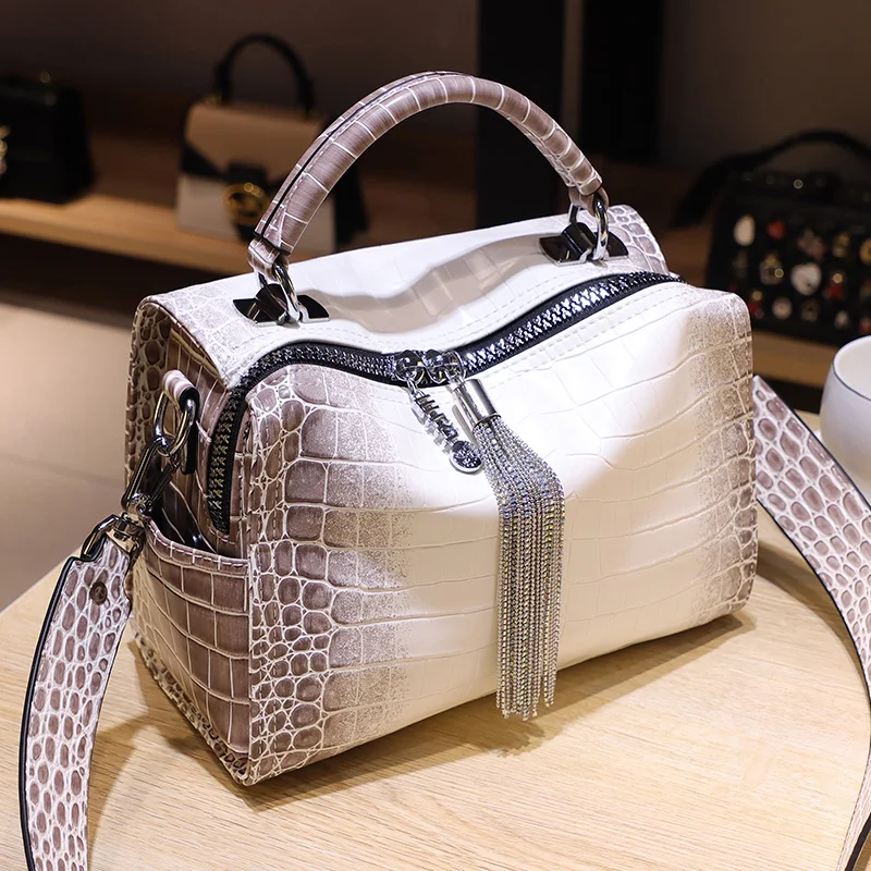 

Animal Prints Women's Bag Serpentine Tassel Ita Top Handle Handbag Luxury Crossbody Shoulder Bolso New 2021 Sac Fashion Purses