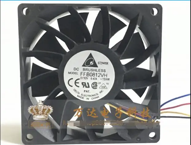 4-проводной вентилятор охлаждения сервера Delta Electronics FFB0812VH 7D31R DC 12 В 0.42A 80x80x25 мм