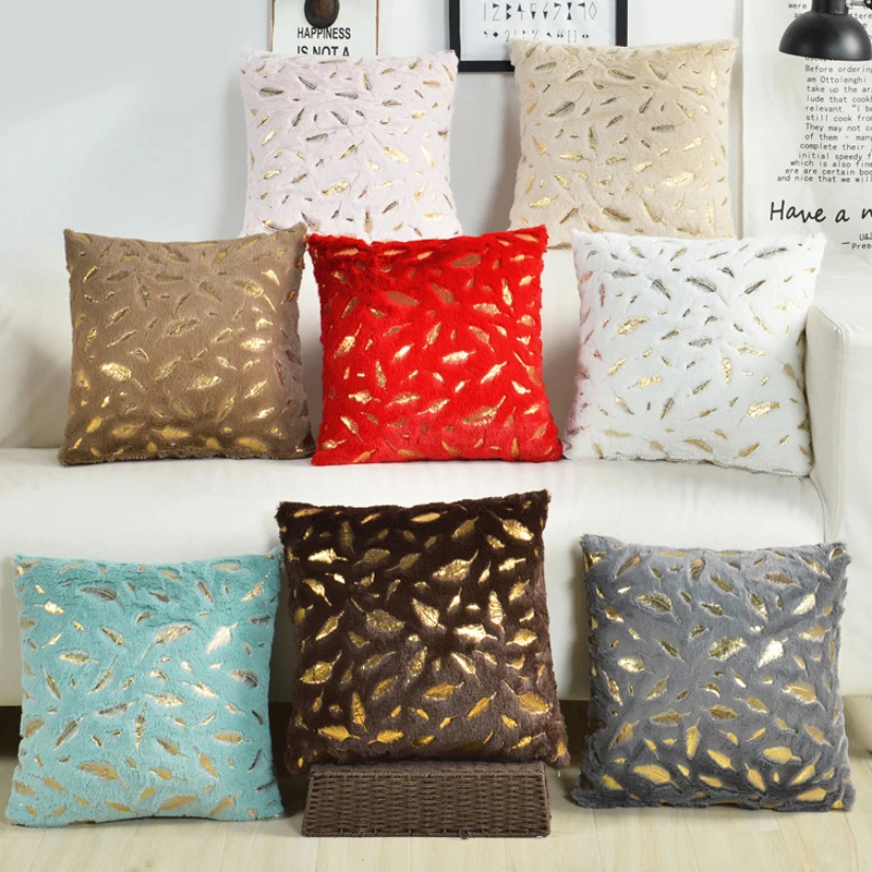 

New home car pillowcase holiday atmosphere cushion pillowcase short plush bronzing feather sofa pillowcase