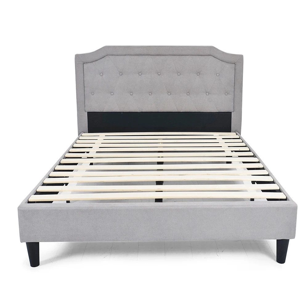 Double Woven Fabric Upholstery With Steel Framework Stylish And Simple Bedroom Furniture Grey[us-stock]
