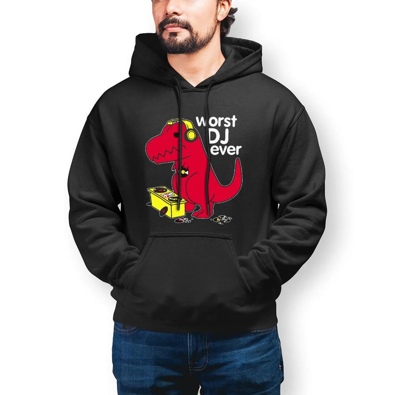

Dino Hoodie Stylish Long Cotton Hoodies Mens Autumn Outdoor Pullover Hoodie Over Size