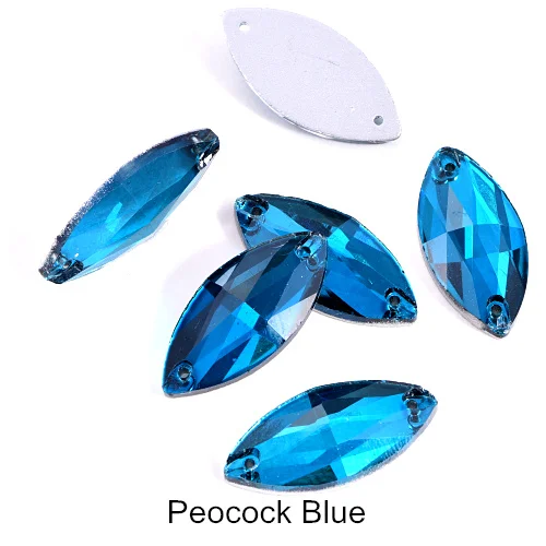 Peocock Blue 5 размеров красочные Наветт стеклянные стразы шьют на Стразы желтый плоский с оборота конский глаз формы пришивные стразы для одежды B0161 - Цвет: Peocock Blue
