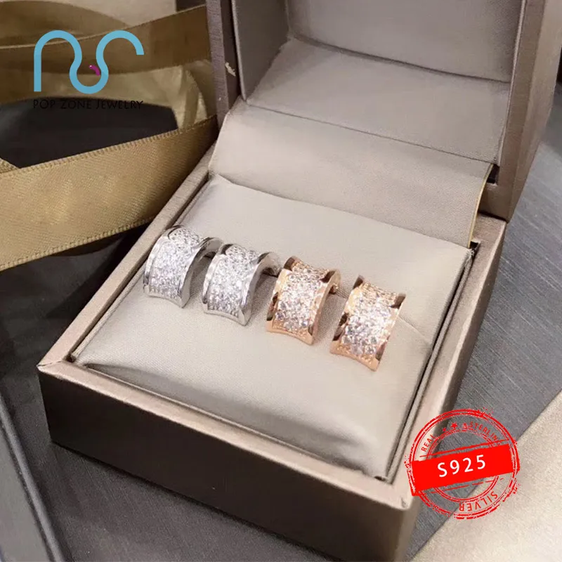 

Famous Brand Luxury Earrings Zero Series Earrings Spiral Shape Brilliant Diamond Full Zircon Sterling Silver Earrings With Logo