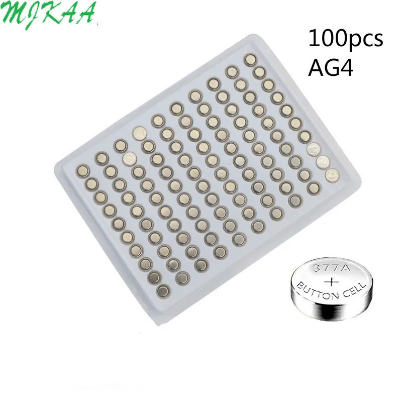 100 шт. AG4 377A 377 LR626 SR626SW SR66 LR66 кнопочный элемент батарея монетного типа для часов