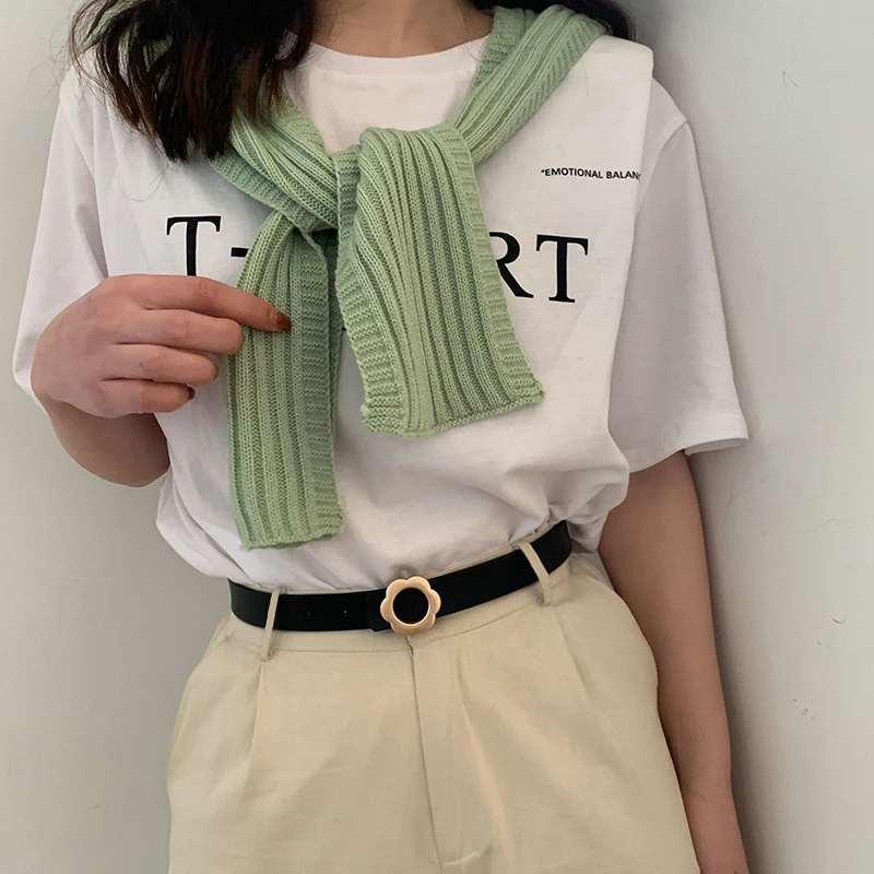 

Fashion Women Belts Luxury Brand Flowers Buckle Punk Waist Strap All-match Jeans Casual Black Harajuku Waistband