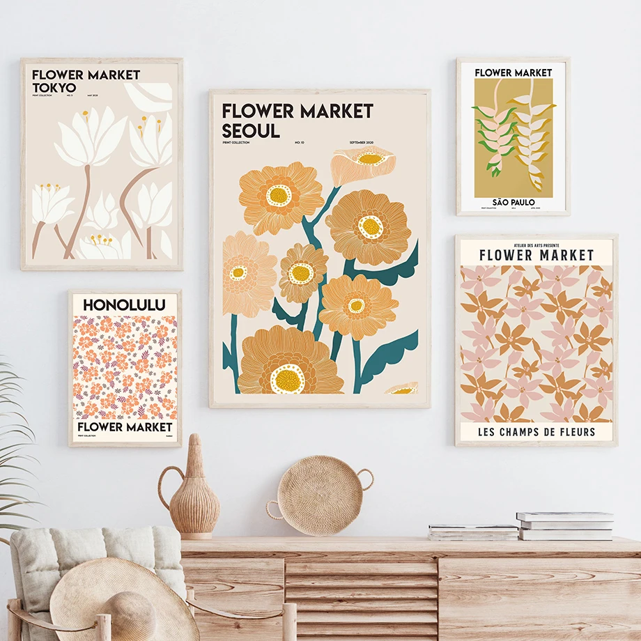 

Flower Market Lotu Morning Glory Wall Art Canvas Painting Nordic Posters And Prints Abstract Wall Pictures For Living Room Decor