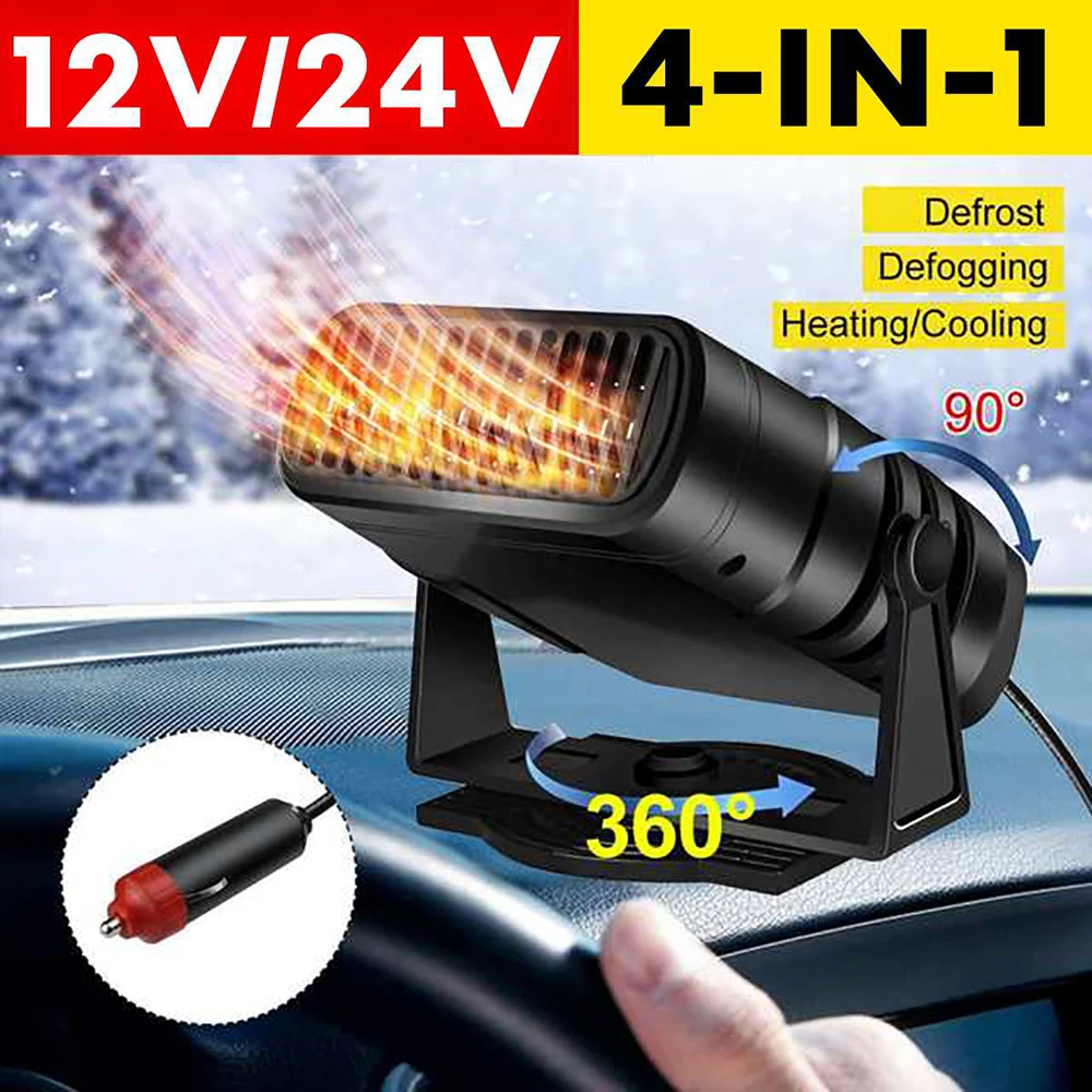 

12V/24V 120W Car Heater 4 IN 1 Electric Cooling Heating Fan Portable Electric Dryer Windshield Defogging Demister Defroster New