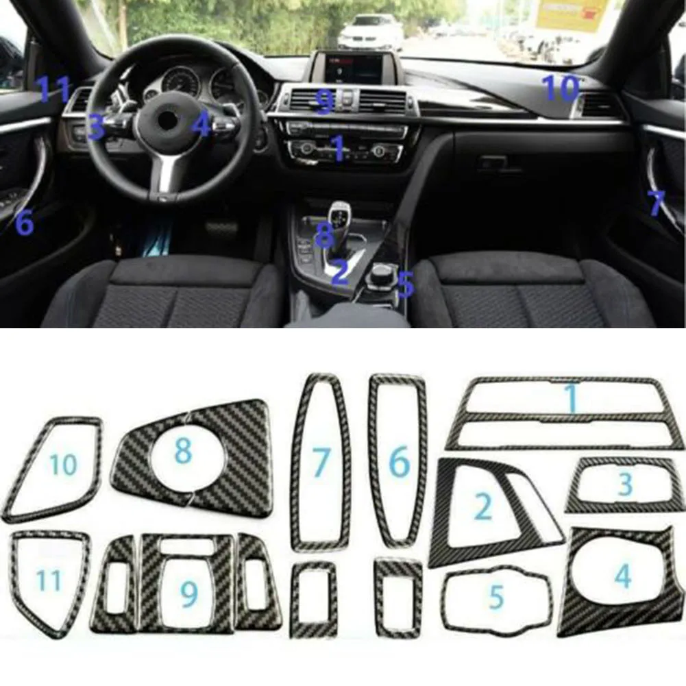 

Полный комплект наклеек для внутренней отделки из углеродного волокна, литье, декоративная крышка для BMW 3 4 серии F30 F32, рычаг переключения пе...