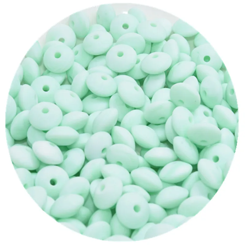Marble Mint Teeny Teeth 20 шт. Силиконовые Прорезыватели для зубов Abacus бусины в форме чечевицы DIY цепочка для прорезывания зубов красочные чечевицы Силиконовые Прорезыватели блюдца свободные бусины - Цвет: Marble Mint