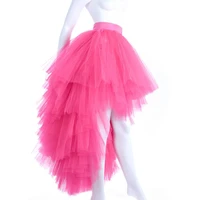 real photo tulle skirts long maxi jupe femme multi layers tulle skirts hi low tutu woman skirt tiered floor length cute