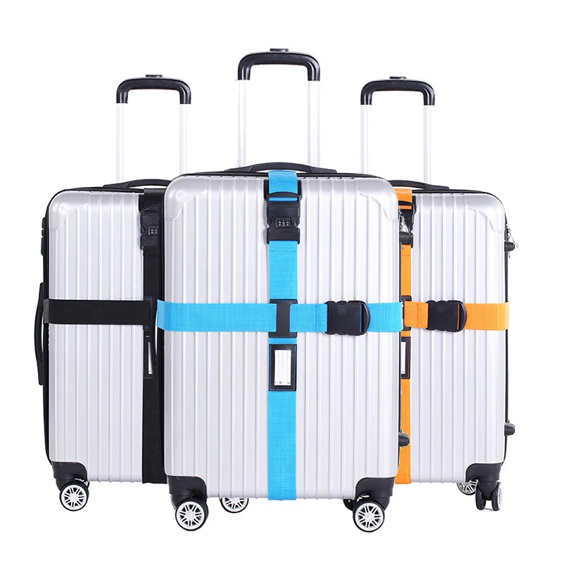 Adjustable Luggage Belt Suitcase Strapping Box Accessories Cross Belt Packaging Trolley Case Nylon 3-digit Code Lock Belt Tag