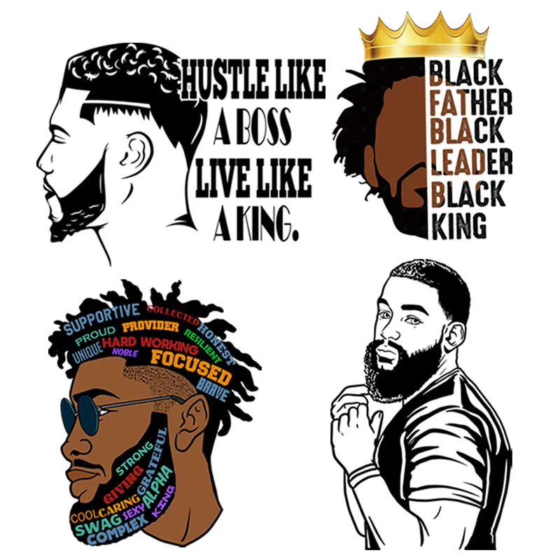 Модные мужские термопереводные наклейки для одежды американские черные