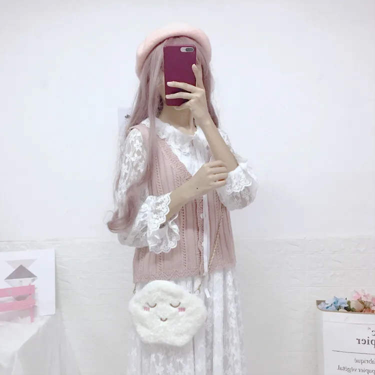 Женский трикотажный жилет свободный свитер в японском стиле с v-образным вырезом