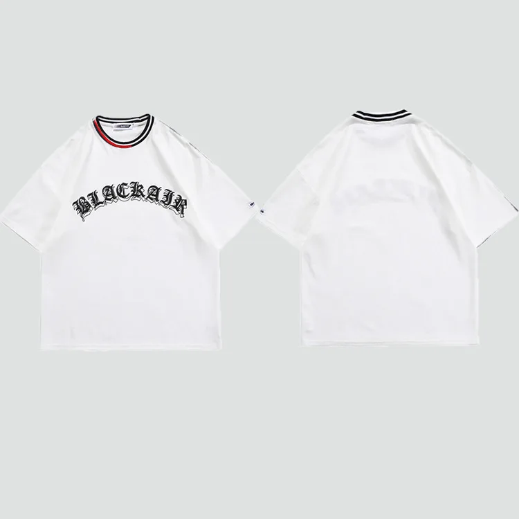 

Men's Spring and Summer Trendy Half-sleeved Gothic Men's and Women's Embroidered Short-sleeved T-shirt