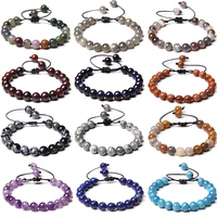 handmade braided bracelet men women chakra natural lapis lazuli tiger eye stone beads bracelet adjustable yoga energy jewelry