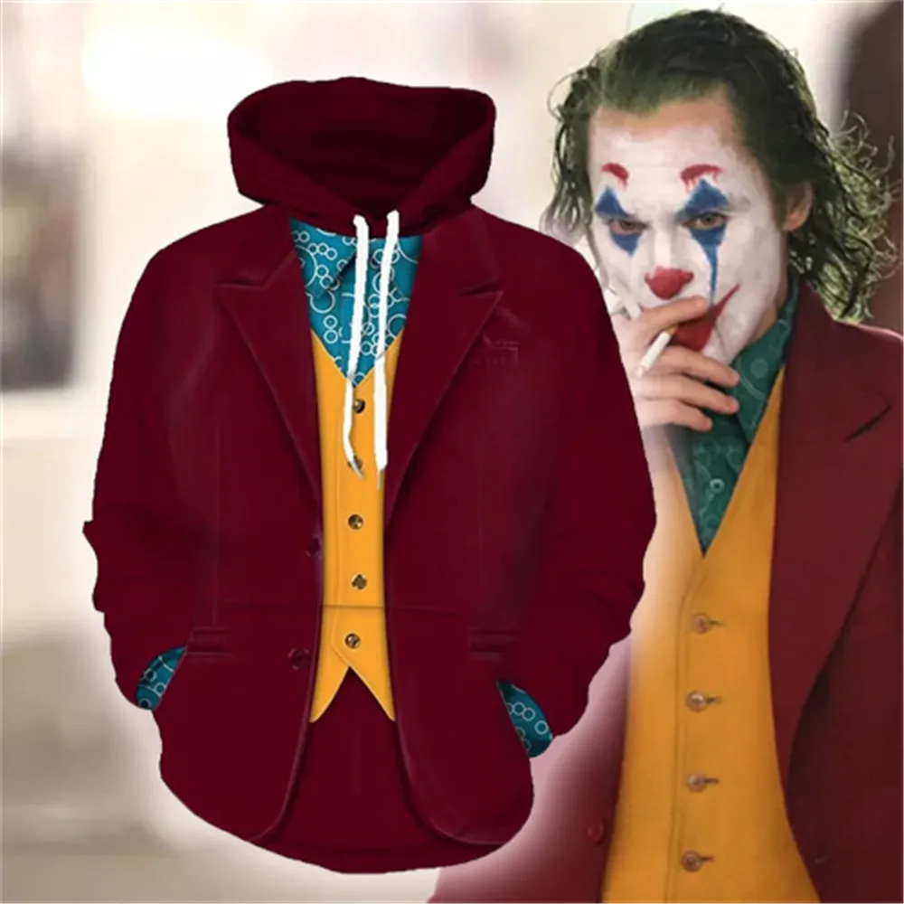 Новый фильм Джокер Косплей Толстовка Хоакин Феникс 3D печать на молнии