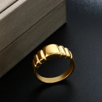 zmfashion men women punk hip hop retro twist croissants rings chunky gold plated stainless steel finger ring minimalist jewelry