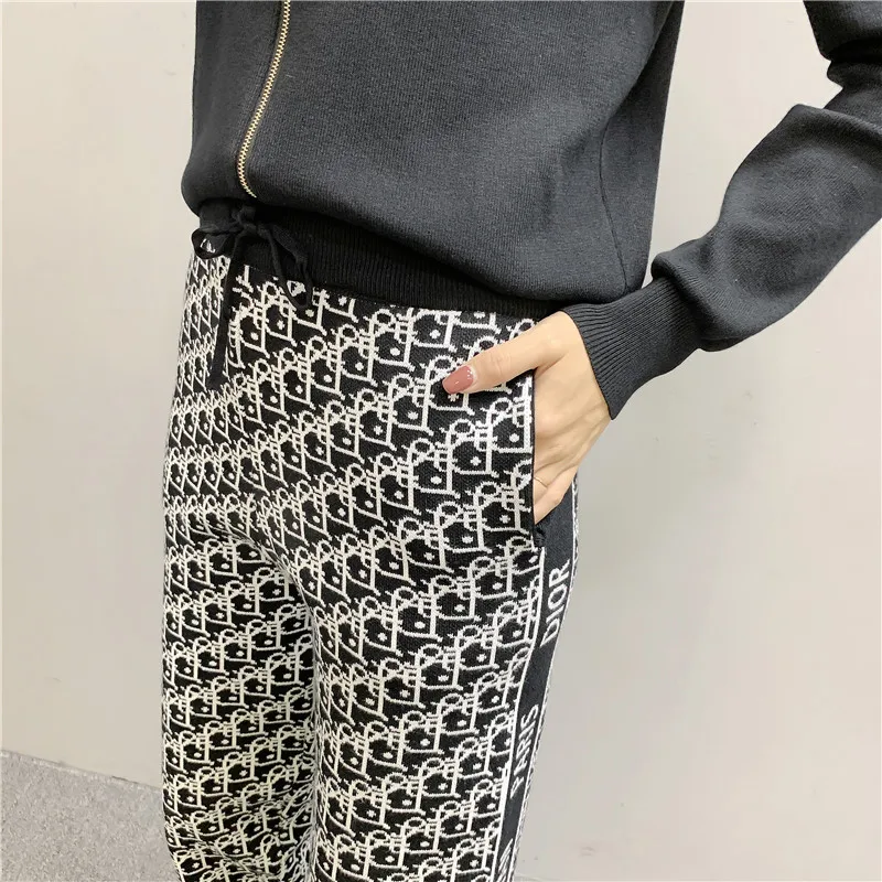 

2021 European And American-Style Early Spring New Tide Brand Western Style Knitted Sweater Casual Suit