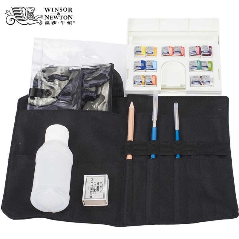 

Набор дорожных сумок Winsor & Newton, 14 цветов, полуформы, акварельные краски, акварельный пигмент