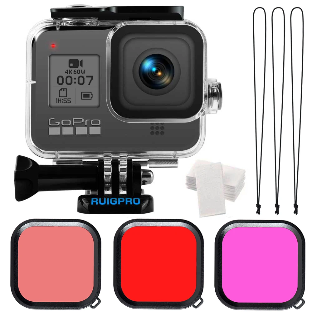 Водонепроницаемый чехол для Gopro Hero 8 черный защитный дайвинга 60 м аксессуары