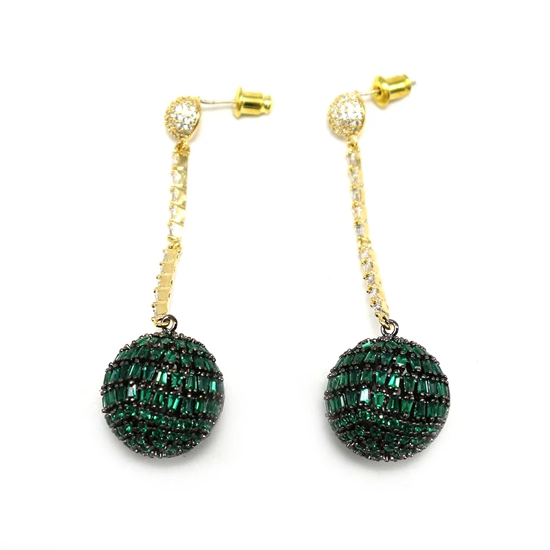 

Luxury Spherical long Statement Dangle Earring For Women Wedding Cubic Zirconia DUBAI Bridal Earring Jewelry Accessories 2021