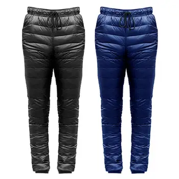 Thickened Windproof White Duck Down Pants Skiing Trekking Waterproof Winter Warm Breathable Ultra-light Trousers for Women Men 1