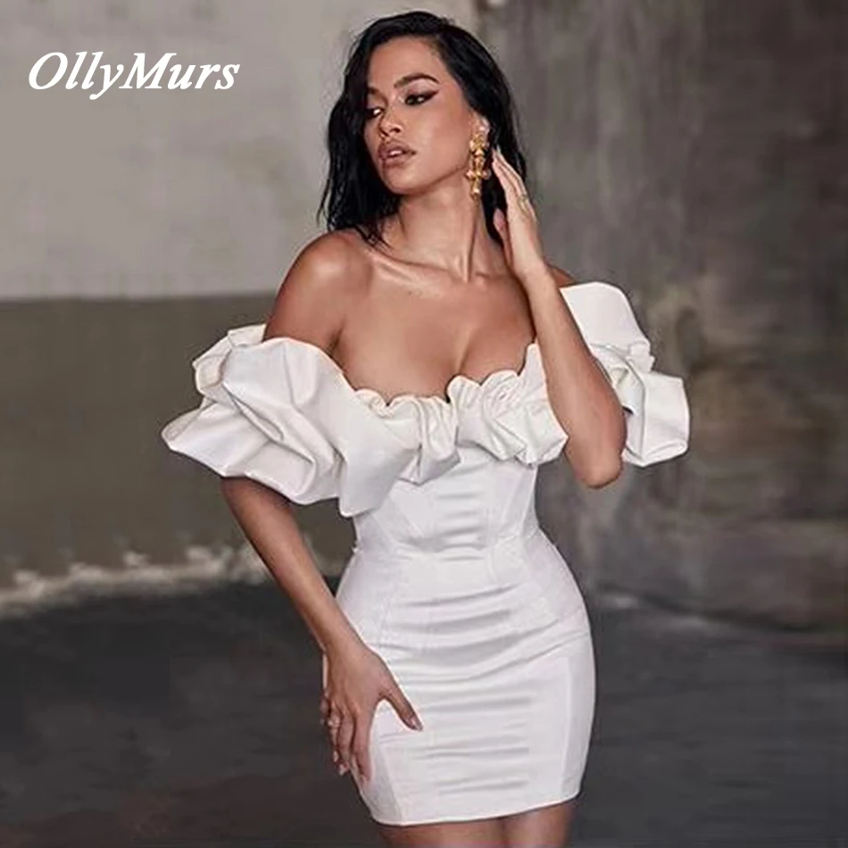 Новинка 2019 летнее пикантное облегающее женское платье ollywalls Белое Мини Платье с