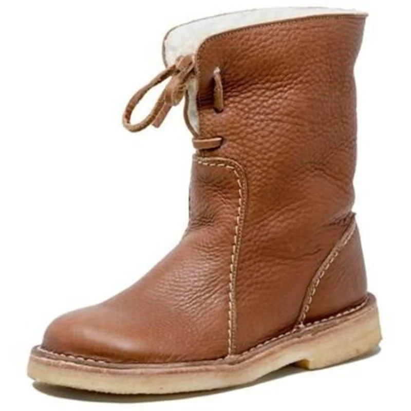 

Lace-up Thermal Short Boots, Women's Winter Wool Flat Ankle Boots, Men's Plus Size Casual Martin Boots, Snow Boots