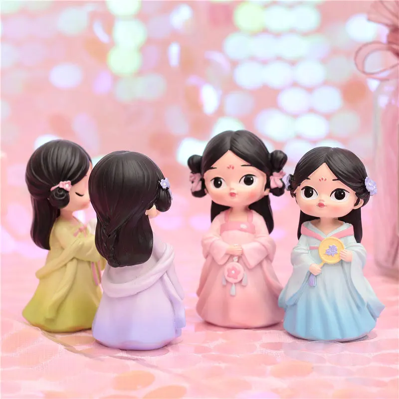 Мини традиционная китайская Династия Тан леди смолы ремесло Статуэтка для