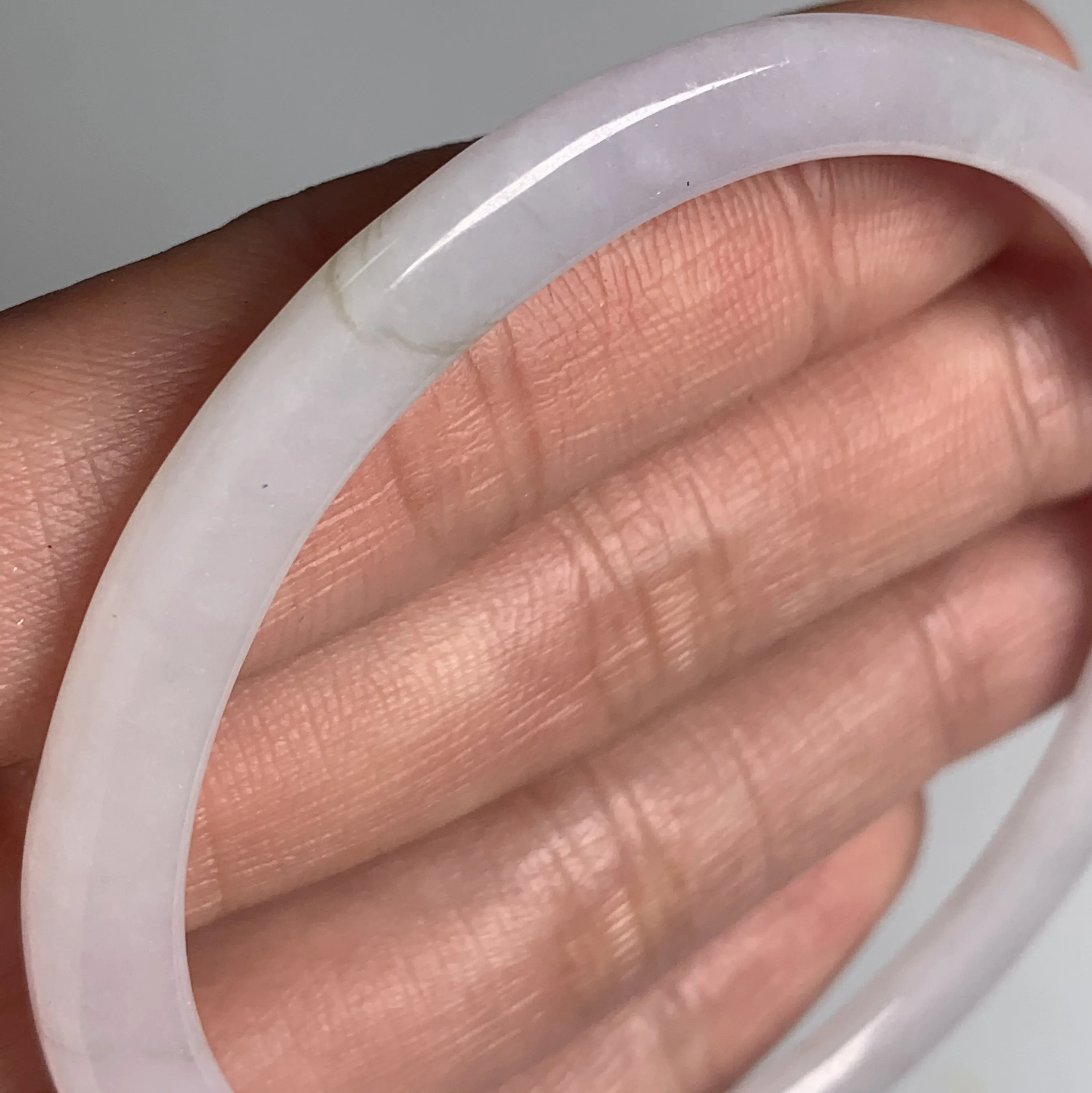 53.5mm Natural Ice Grade A Jade Thin Bangle green Burma Jadeite hand carved Lady Chain Female bracelet Myanmar Type stone | Украшения и