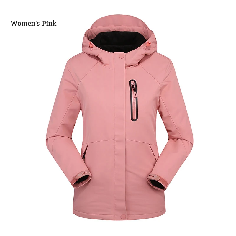 Women Pink Зимняя водонепроницаемая куртка с подогревом для охоты, туризма, катания на лыжах, уличное утепленное пальто для женщин и мужчин, ветровка kurtka podgrzewana regenjacke - Цвет: Women Pink
