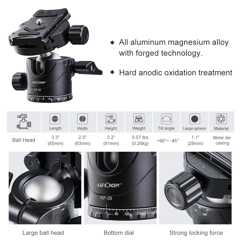 K& F концепция 7" DSLR камера штативы Алюминиевый Дорожный штатив монопод с 360 ° шаровой головкой 1/4" быстросъемная пластина для Canon Nikon