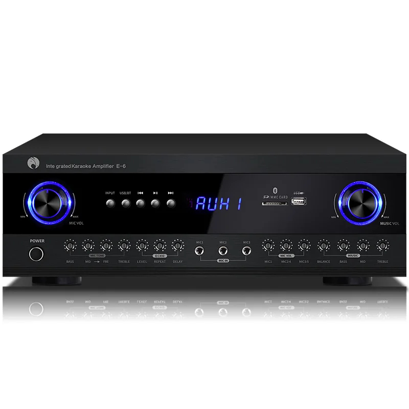 E-6 2,0 канал 500 Вт усилитель AV KTV Караоке Bluetooth HIFI по требованию песня Цифровой HDMI умный голос домашний кинотеатр Wi-Fi USB SD