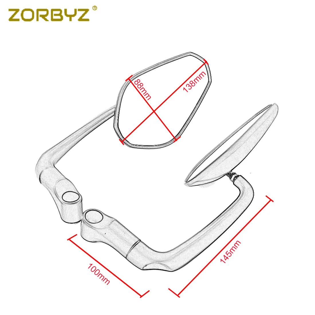 ZORBYZ универсальные мотоциклетные боковые зеркала заднего вида 7/8 дюйма 22 мм