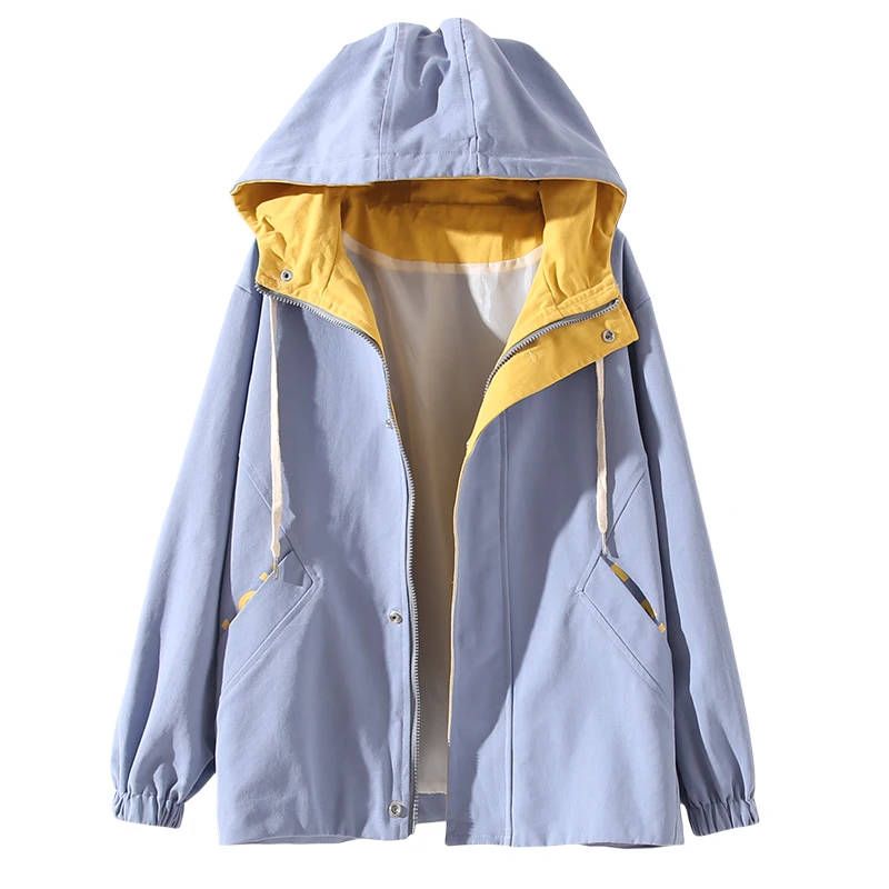 Женское Свободное пальто на молнии Тренч большого размера в Корейском стиле для